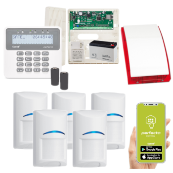 ZESTAW ALARMOWY SATEL PERFECTA-IP 32-WRL 5 CZUJEK BOSCH + PRF-LCD-WRL + SYRENA SP-4001R